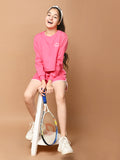 Solid Plain Long Sleeve Sweatshirt with Shorts