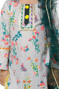 Lilpicks Striped Round Kurta with Sharara Set