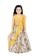 Gota Bright Yellow choli with Foil Lehenga Set