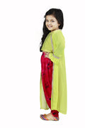 Lilpicks Tie n Dye Hot Pink Dhoti with Lime Green Top Jacket Set