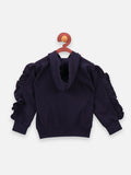 Navy Colour Ruffled sleeves crystal work Clothing Set
