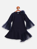 Navy Mesh Detailing Designer Dress