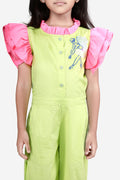 Ballerina Embroidery Green Full Jumpsuit