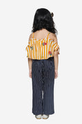 Mustard Stripe Cape Top with Navy Stripe Pant Set