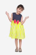 Neon Stripe Navy Polka Dress