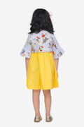 Yellow Dress with Sky Blue Floral Shrug