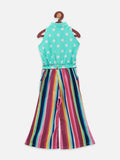 Lilipicks Powder Blue Polka Striped Full flared Jumpsuit
