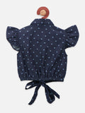 Lilipicks Denim Knot Shirt Top with Skirt Coordinated Set