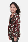Wine Floral Elegant Digital Print Blazer