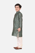 Lilpicks Green Jacquard Kurta Pajama Set