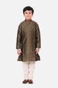Lilpicks Golden Jacquard Kurta Pajama Set
