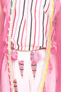 Lilpicks Pink Crop Top palazzo and Shrug Set