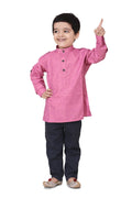 Lilpicks Pink Textured Short Kurta
