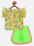 Floral two tops with Neon Green Shorts and Neon Pink Legging