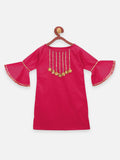Lilpicks Magenta Bell Sleeves Gota Kurta with Sharara Set