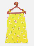 1 Yellow Orange pompom flora printed strappy kurti with sharara set
