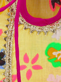 11 Yellow flora printed gota pompom kurti with sharara set
