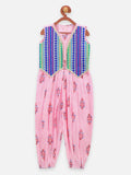 Lilpicks Ethnic style Pink Printed Dhoti jumpsuit