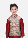 Golden Beige Designer Digital Print Nehru Jacket
