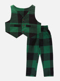 Lilpicks Green Check Waistcoat with Pant Set