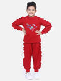 Maroon French Terry Full Sleeve doll SweatShirt With Jogger