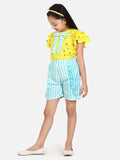 lilpicks Yellow Blue Floral Shorts Set