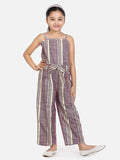 lilpicks Organic Cotton Weaved Purple Full Jumpsuit