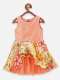 lilpicks Peach Floral Peplum Partywear Dress