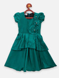 lilpicks Raw Silk Emerald Green Peplum Gown