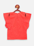 lilpicks Orange Ruffle Butterfly Top