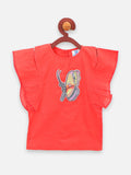 lilpicks Orange Ruffle Butterfly Top