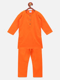 Orange Cotton Kurta Pajama Set