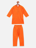 lilpicks Orange Cotton Kurta Pajama Set