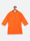 lilpicks Orange Cotton Kurta Pajama Set