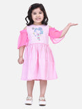 Lilpicks Pink Embroidered Sleeves Dress