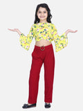 Lilpicks Floral Bell Sleeves Top with Stretchable Pant Set