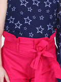 Lilpicks One-Side Sleeve Top with Fuschia Frilly Shorts Set