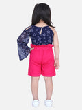 Lilpicks One-Side Sleeve Top with Fuschia Frilly Shorts Set