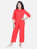 Lilpicks Red Designer Full Jumpsuit