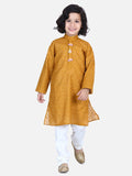 Lilpicks Mustard Chikankari Kurta Pyjama Set