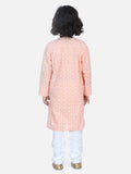 Lilpicks Peach White Thread Chikankari Kurta Pyjama Set