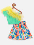 Lilpicks Yellow Ruffles Crop top with Pleated Skirt Set