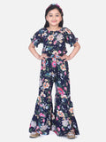 Lilpicks Navy Floral Flared Pant Clothing Set