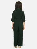 Lilpicks Bottle Green Golden Button Formal Jumpsuit