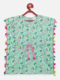 Lilpicks Green Flower Printed Kaftan Dress