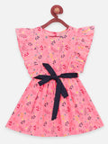 Lilpicks Floral Print Ruffled Fit & Flare Dress with Belt
