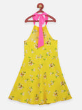 Lilpicks Yellow Floral Sleeveless Dress