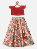 Jungle Print Flared Lehenga with Ruffled Choli