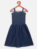 Denim Fit and Flared Smocking Dress