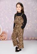 Tiger Print Pinafore Jumpsuit with Black Hi-neck Set